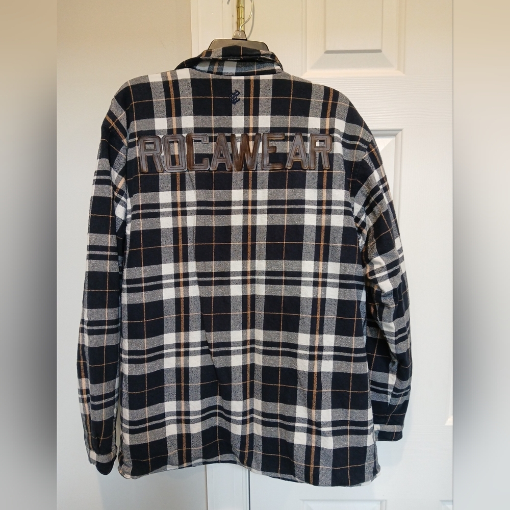 Rocawear Quilted Flannel Jacket Big Kids XL  18-20 Plaid  Spell out On Back